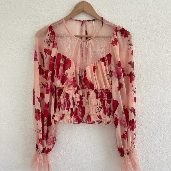 Free People Daphne Holiday blouse romantic combo pink - XS - Picture 6 of 9